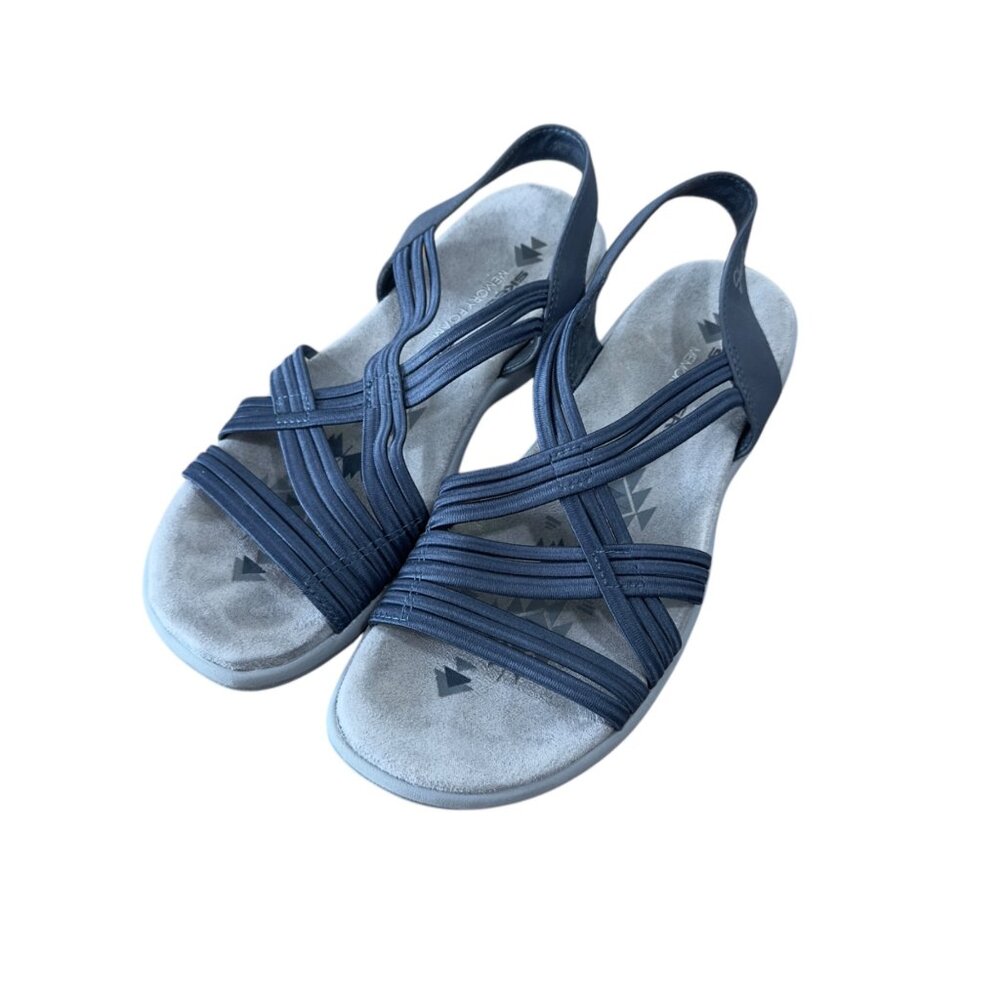 Skechers Womens Navy Strappy Sandals With Slingback Comfort Fit Size 7 - Picture 2 of 10